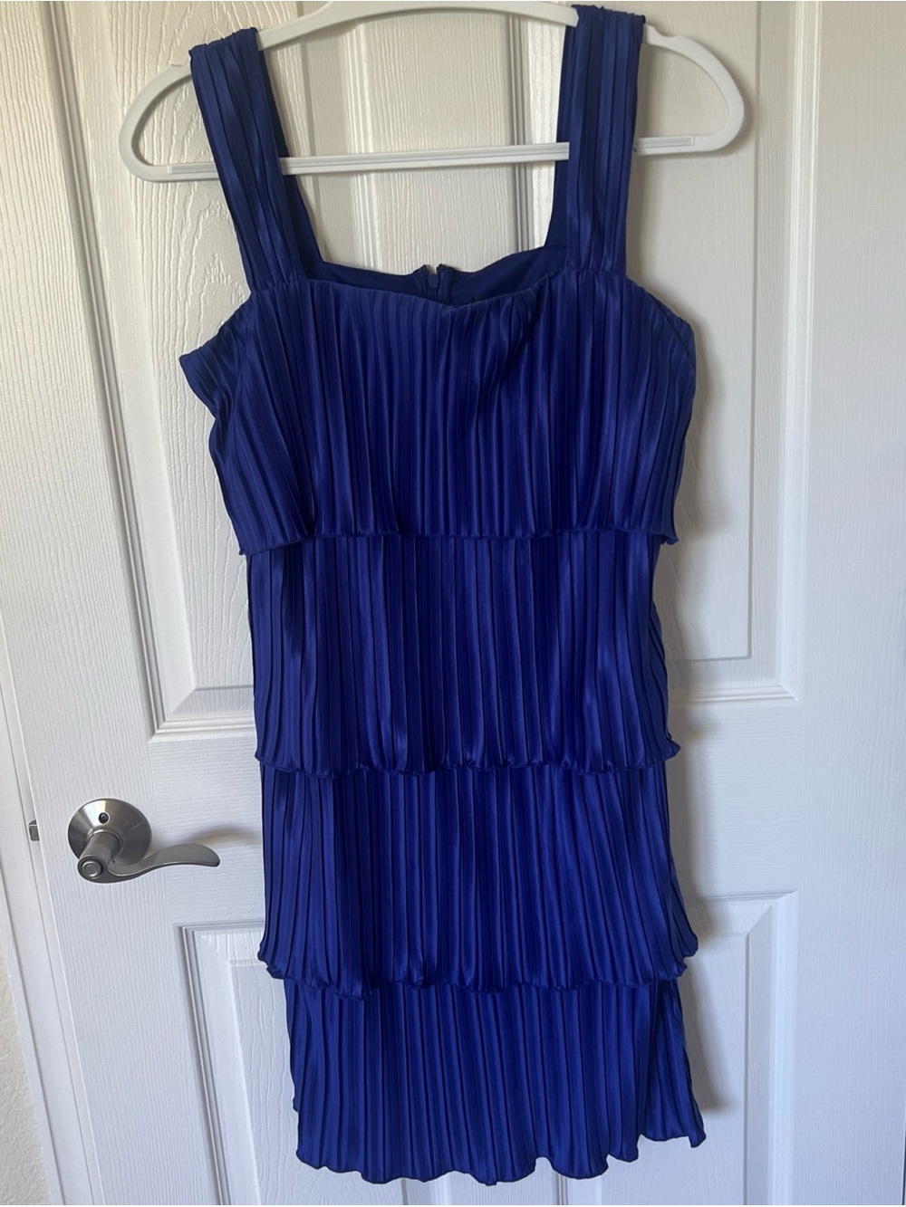 DKNY Royal Blue Pleated Tiered Sheath Dress